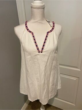 GAP White Sleeveless V-Neck Camisole with Red & Blue Trim